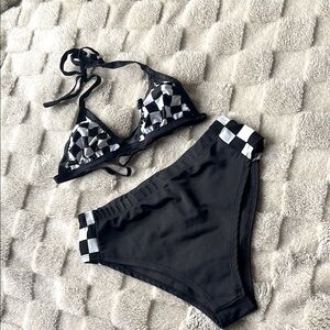 Black and White Checkered Bikini Set MEDIUM